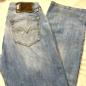 Men’s rock-n-roll Double barrel straight denim jeans